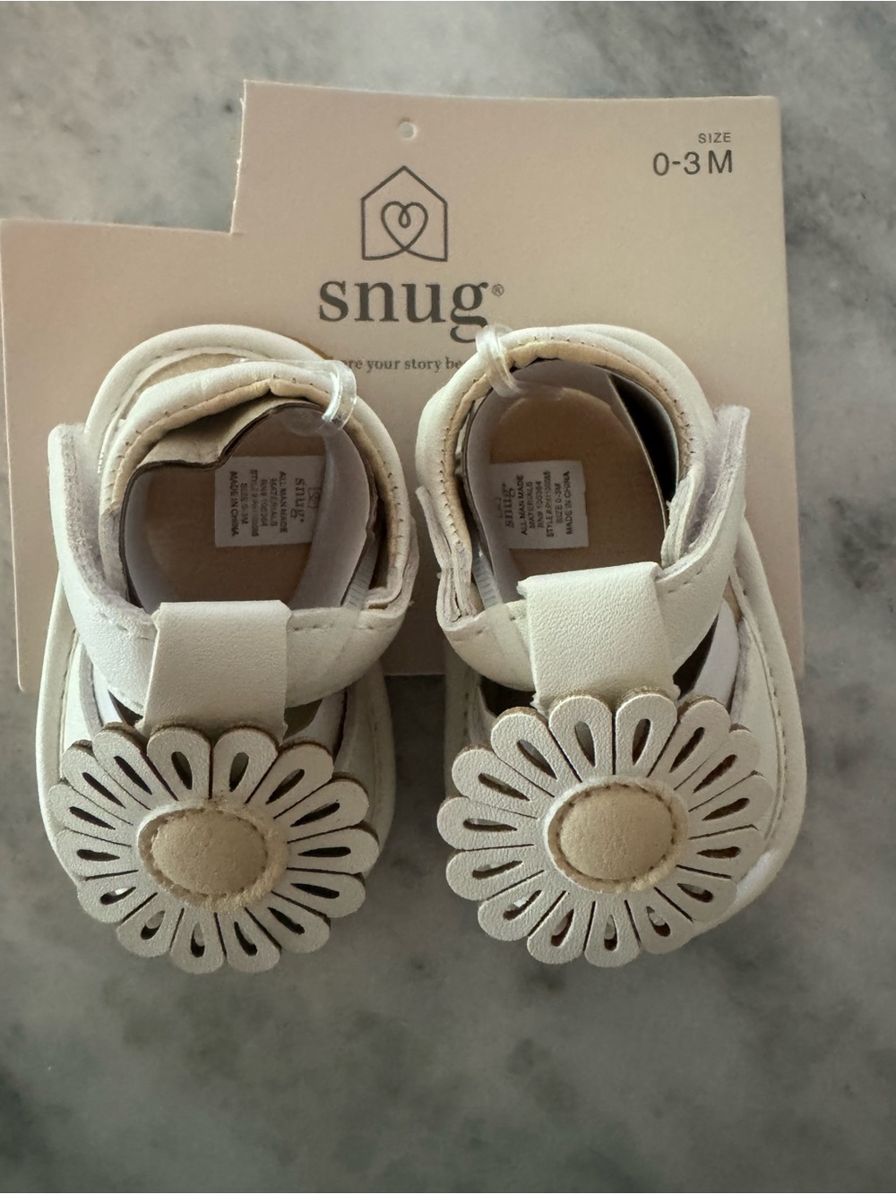 Snug Baby Girls White Flower Sandals - 0-3M